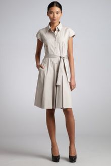 Celine Light Grey Stretch Cotton Cap Sleeve Shirt Dress - Lyst