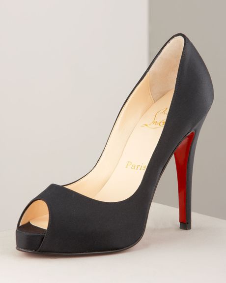 Christian Louboutin Very Prive Satin Platform Pump in Black (black w black toe) - Lyst