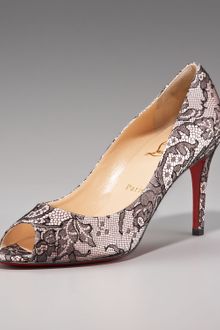 Christian Louboutin Peep-toe Lace Pump - Lyst