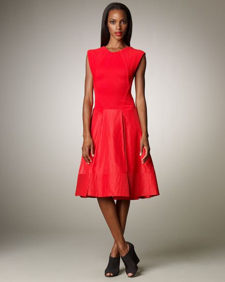 Donna Karan New York Pleated Taffeta Dress in Red (crimson fire) - Lyst
