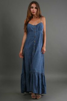 Free People Tencel Open Back Dress in Blue - Lyst