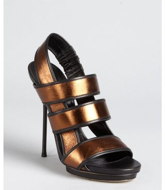 Gucci Copper Leather Wide Strap Stiletto Slingbacks - Lyst