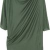 Helmut Lang Asymmetric Draped Jersey Top in Green (olive) - Lyst
