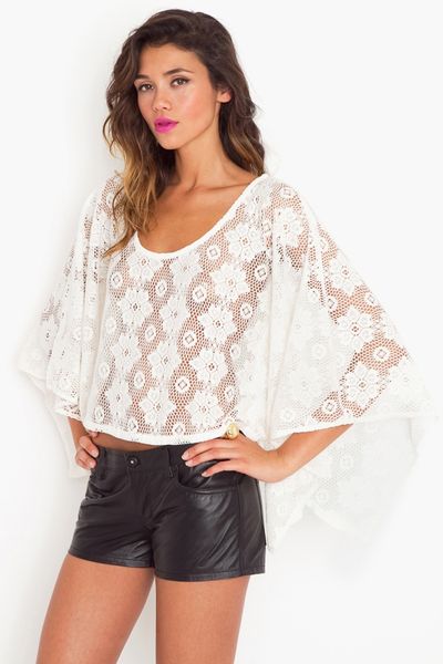 Nasty Gal Riptide Leather Shorts in White (black) - Lyst