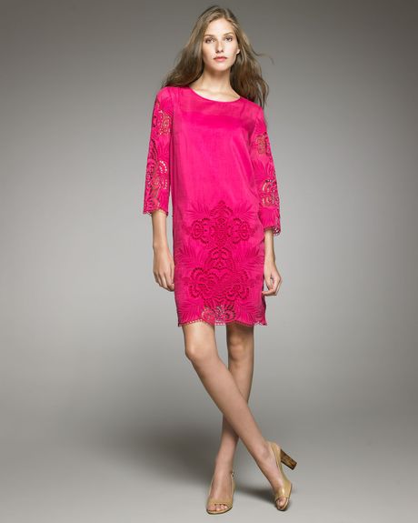 Stella Mccartney Floral Cutwork Shift Dress in Purple (violet megenta) - Lyst