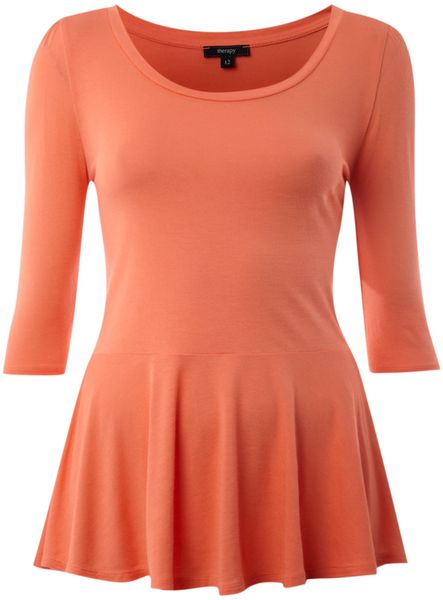 Therapy Jersey Peplum Top in Pink (coral) - Lyst