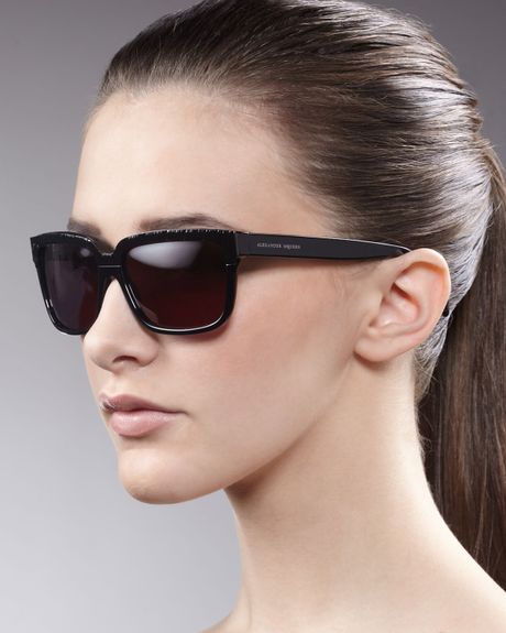 Alexander Mcqueen Textured Sunglasses in Gray (black dark gray) - Lyst