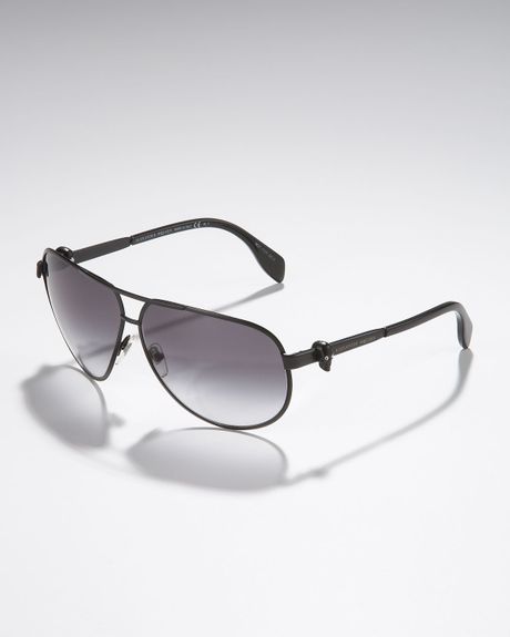 Alexander Mcqueen Skull Aviator Sunglasses in Black for Men - Lyst