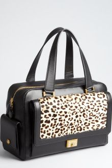 Jimmy Choo Black Leather and Calf Hair Catherine Satchel - Lyst