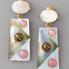 Oscar De La Renta Pearly Geometric Earrings in Multicolor (one size) - Lyst