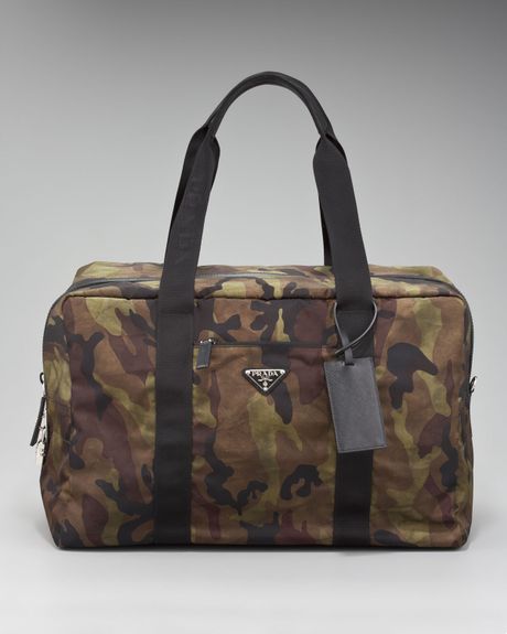 Prada Camouflage Duffel Bag in Green for Men - Lyst