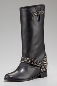 Christian Louboutin Studded Motorcycle Boot - Lyst