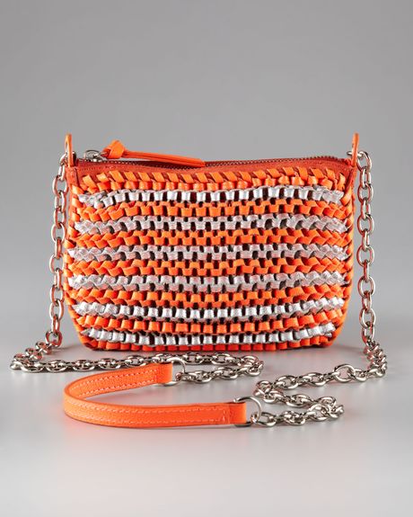 Diane Von Furstenberg Mini Disco Stephanie Clutch in Orange (black silver) - Lyst