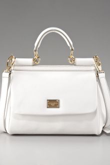 Dolce & Gabbana Small Miss Sicily Leather Handbag, White - Lyst