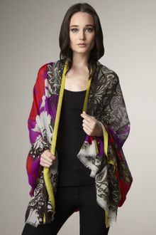 Etro Mixed Abstract-print Stole, Red - Lyst