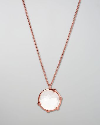  Rose-gold Clear Quartz with Diamonds Necklace 