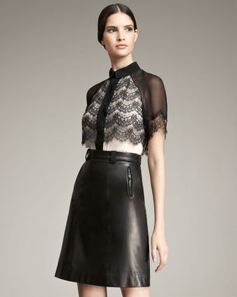  A-line Leather Skirt 