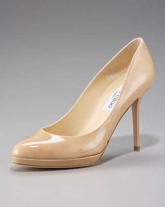  Aimee Patent Platform Pump, Nude 
