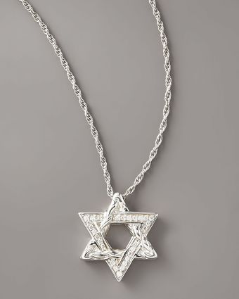  Diamond Star Of David Pendant Necklace 