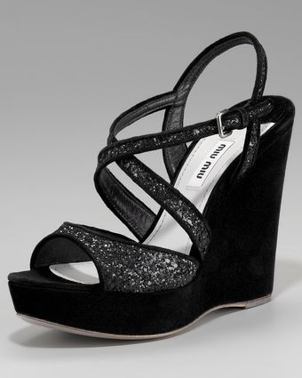  Crisscross Glitter Wedge Sandal 