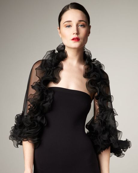 Valentino Ruffletrim Organza Shrug, Black in Black (black nero) - Lyst