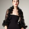 Valentino Ruffletrim Organza Shrug, Black in Black (black nero) - Lyst