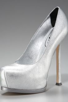 Yves Saint Laurent Metallic Leather Tribute Pump - Lyst