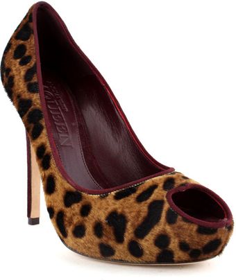 Alexander McQueen Leopard Pony Hair Heart Peep Toe  - Lyst