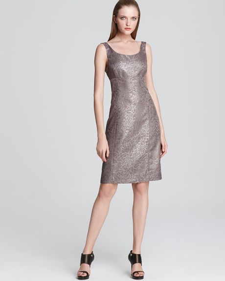 Armani Dress Floral Damier Sheath in Silver (latte) - Lyst