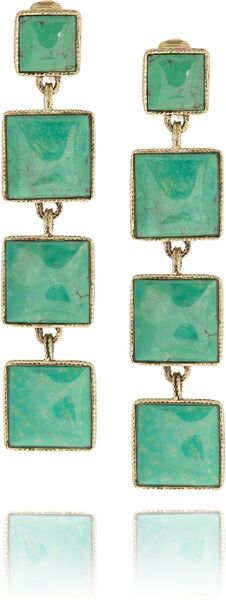 Aurelie Bidermann Cherokee Goldplated Turquoise Clip Earrings in Green (gold) - Lyst