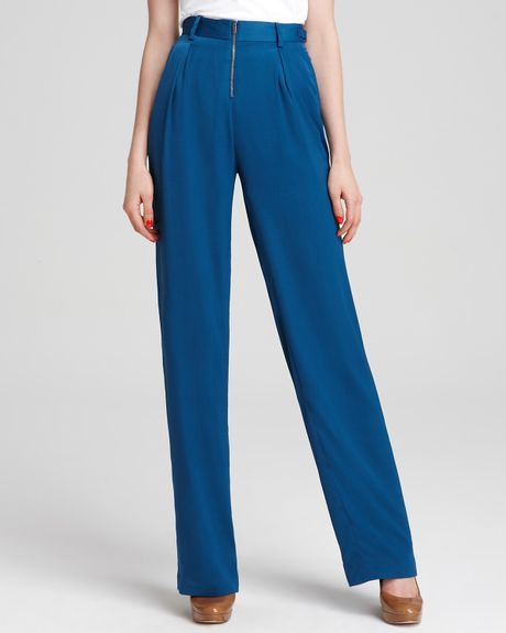 Bcbgmaxazria Pants Robbie High Waist Wide Leg in Blue (larkspur blue) - Lyst