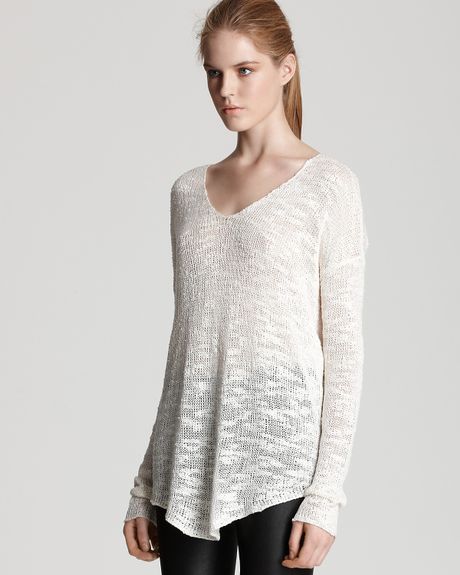 Helmut Lang Top Silk V Neck in White - Lyst