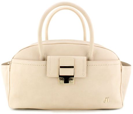 Lanvin Soft Calfskin Bowler Bag in Beige - Lyst
