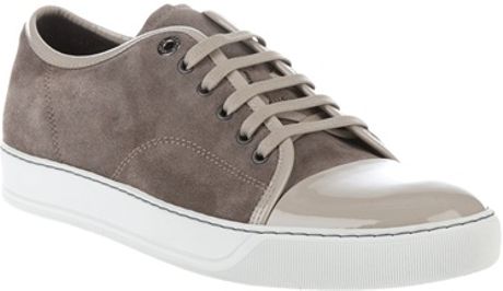 Lanvin Laceup Trainer in Beige for Men (grey) - Lyst