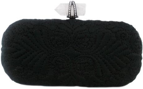 Marchesa Black Satin Clutch in Black - Lyst