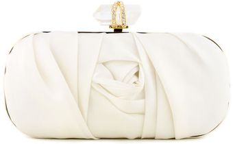 Marchesa Rosette Satin Clutch - Lyst