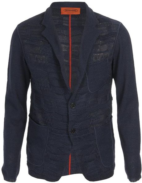 Missoni Clark Jacquard Knit Jacket in Blue for Men (navy) - Lyst