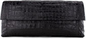  Black Crocodile Fold Over Clutch 