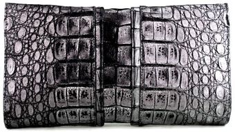  Metallic Black Croc Clutch 