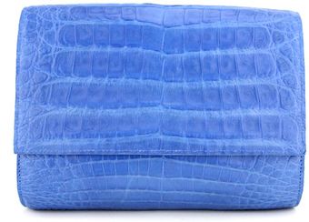  Blue Caiman Croc Crossbody Clutch 