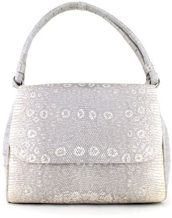  Grey Metallic Ringtail Lizard Croc Shoulder Bag 