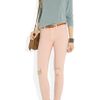 Rag & Bone The Skinny Peach Distressed Lowrise Twill Jeans in Pink - Lyst