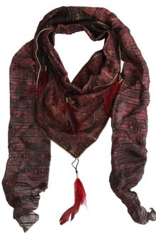 Roberto Cavalli Feather Lurex Silk Georgette Foulard - Lyst