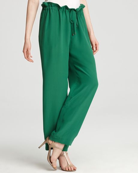 See By Chloé Pants High Waist Drawstring in Green - Lyst