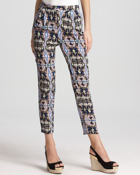 Tibi Pants Printed Slim Leg in Blue (navy multi) - Lyst
