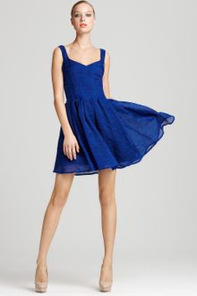 Zac Posen Dress V Neck Pleated Dress - Lyst