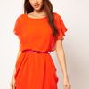 Asos Collection Asos Tulip Dress With Flute Sleeves in Red - Lyst