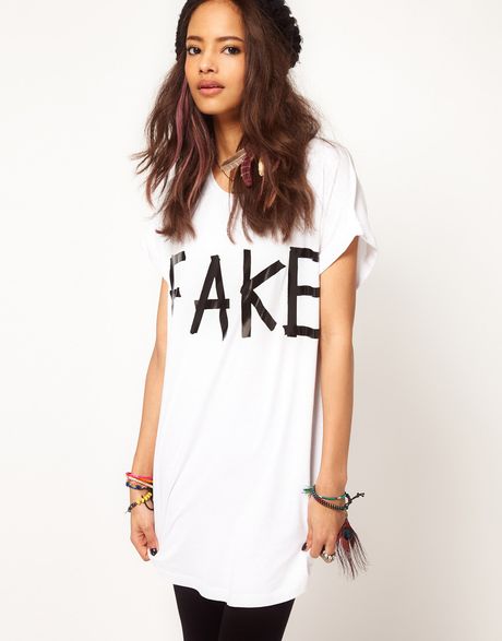 Asos Collection Asos Tshirt with Fake Sticker in White - Lyst