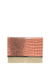 Asos Leather Croc Metal Bar Clutch Bag - Lyst
