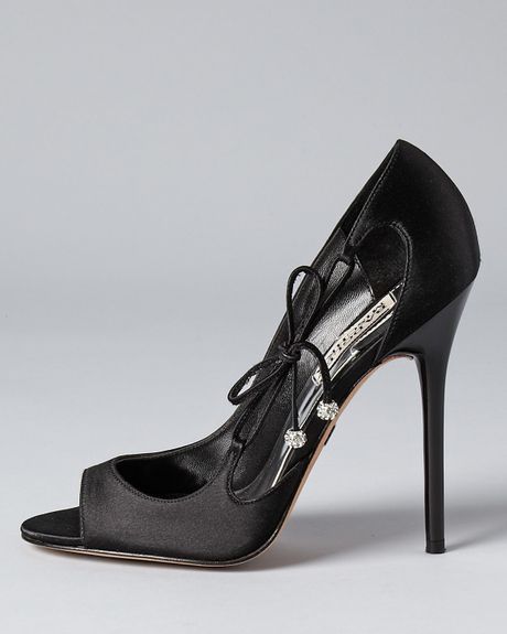 badgley mischka triana satin open toe pumps